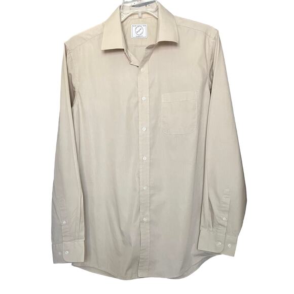 BESPOKE LONG BARREL CUFF SLV BUTTON DOWN SHIRT, MENS, L, 16-16.5 (36/37), BEIGE - Picture 1 of 11